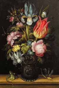ローマのフラワーピース、c.1615（銅に油彩）